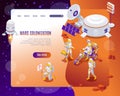 Mars colonization Landing Page isometric icons on isolated background