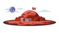 Mars colony, extraterrestrial settlement, space base, vector design Generative AI Royalty Free Stock Photo