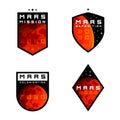 Mars colonziation exploration badges, labels, signs, emblems, design elements Royalty Free Stock Photo