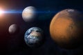 Mars, Earth, Venus, Mercury and Sun Royalty Free Stock Photo