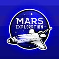 Mars expedition logo concept with space shuttle