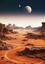 Landscape nature view space science background astronomy cosmos planet surface fantasy