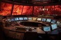 mars habitat control room with various screens
