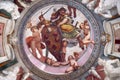 Mars holds the Medici coat of arms between putti fresco by Bernardino Poccetti Ospedale degli Innocenti, Florence, Italy