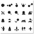 Mars landing glyph icons set