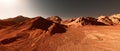 Mars landscape, 3d render of imaginary mars planet terrain, science fiction background Royalty Free Stock Photo