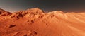 Mars landscape, 3d render of imaginary mars planet terrain, science fiction illustration Royalty Free Stock Photo