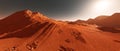 Mars landscape, 3d render of imaginary mars planet terrain Royalty Free Stock Photo