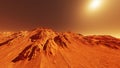 Mars landscape planet scenery, 3d render of imaginary mars terrain