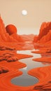Mars Landscape: Psychedelic Op Art Inspired Graphic Design