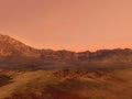 Mars landscape with a red rocky terrain