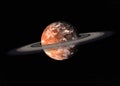 Mars planet with atmosphere and Saturn ring