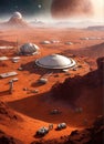 Mars planet. 3D render. Science fiction illustration. Colonization mars