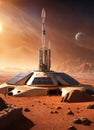 Mars planet. 3D render. Science fiction illustration. Colonization mars