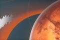 Mars planet with glass futuristic orbit