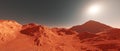 Mars planet landscape, 3d render of imaginary mars planet terrain Royalty Free Stock Photo