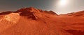 Mars planet landscape, 3d render of imaginary mars planet terrain Royalty Free Stock Photo