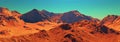 Mars planet landscape scenery, 3d render of imaginary mars planet terrain Royalty Free Stock Photo