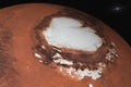 Mars planet of solar system North Pole closeup in the space