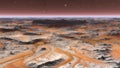 Mars Planet Surface With Dust Blowing. 3d illustration