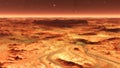 Mars Planet Surface With Dust Blowing. 3d illustration