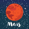 Mars planet vector. Globe Mars texture map in flat style. Globe vector Mars view from space. Red planet solar system. Royalty Free Stock Photo