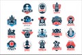 Mars project labels set, Mars colonization program vector Illustrations Royalty Free Stock Photo