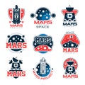 Mars project labels set, Mars colonization program vector Illustrations Royalty Free Stock Photo