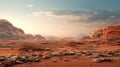 Mars Red landscape. Awe-Inspiring Desert Scene with Orange Sands and Dramatic Rock Formations. The imaginary desert Royalty Free Stock Photo