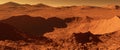 Mars - red planet - landscape with huge crater from impact and m Royalty Free Stock Photo