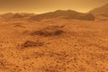 Mars - red planet - landscape with mountains in the distance Royalty Free Stock Photo