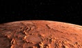 Mars - the red planet. Martian surface and dust in the atmosphere. Royalty Free Stock Photo