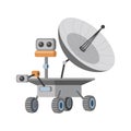 Mars rover with cameras and antenna vector flat illustration. Space exploration, robotic vehicle for planet colonization