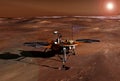Mars rover explores the surface of the planet Mars. Elements of this image were furnished by NASA Royalty Free Stock Photo