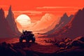 Mars rover exploring Red Planet rocky surface Royalty Free Stock Photo