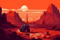 Mars rover exploring Red Planet rocky surface Royalty Free Stock Photo