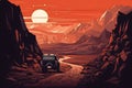 Mars rover exploring Red Planet rocky surface Royalty Free Stock Photo
