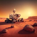 Mars Rover exploring the red soil of planet Mars Royalty Free Stock Photo