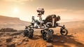 Mars rover exploring surface of Mars. Generative AI Royalty Free Stock Photo