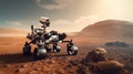 Mars rover exploring surface of Mars. Generative AI Royalty Free Stock Photo