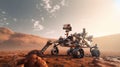 Mars rover exploring surface of Mars. Generative AI Royalty Free Stock Photo