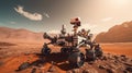 Mars rover exploring surface of Mars. Generative AI Royalty Free Stock Photo