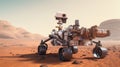 Mars rover exploring surface of Mars. Generative AI Royalty Free Stock Photo