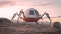 Mars rover exploring the surface of Mars. Image of automated robotic space autonomous vehicle Background image.