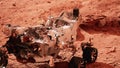 Mars Rover Perseverance exploring the red planet. Elements furnished by NASA