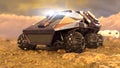 Mars Rover Space Travel. 3D rendering