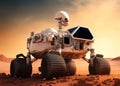 Mars rover on a surface of the red planet. Mars exploration concept. Generative AI Royalty Free Stock Photo