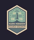 Mars scientific mission vintage isolated label