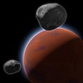 Mars, soil crust, Phobos and Deimos Mars moon, space, solar system Royalty Free Stock Photo