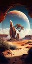 Mars Terraforming Lush Landscapes Everywhere Mobile Wallpaper. Generative AI Royalty Free Stock Photo